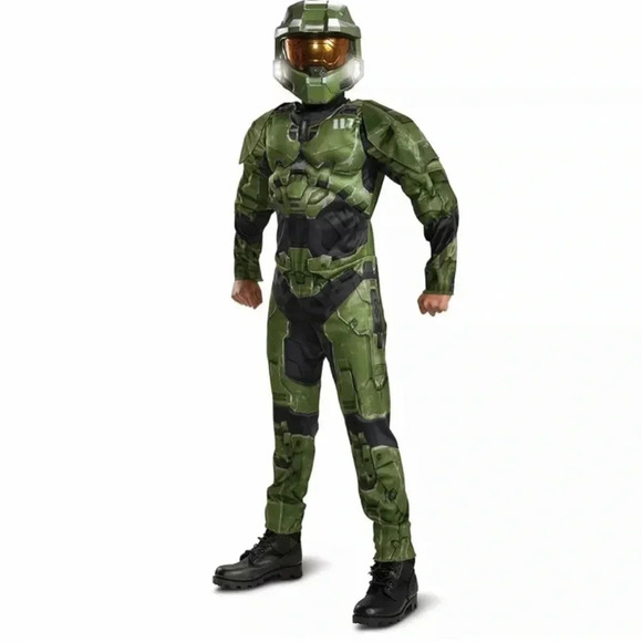 Disguise Other - Disguise Boys' HALO Infinite Master Chief Jumpsuit Halloween Costume Size 8/10